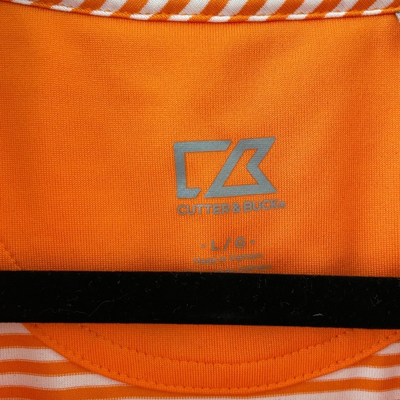 Cutter & Bucks Men’s Golf Shirt Orange Stripped Shirt - Picture 3 of 3